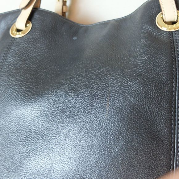 Michael Kors Black Leather Gold Tone Hardware Double Handle Tote Bag - Picture 13 of 14